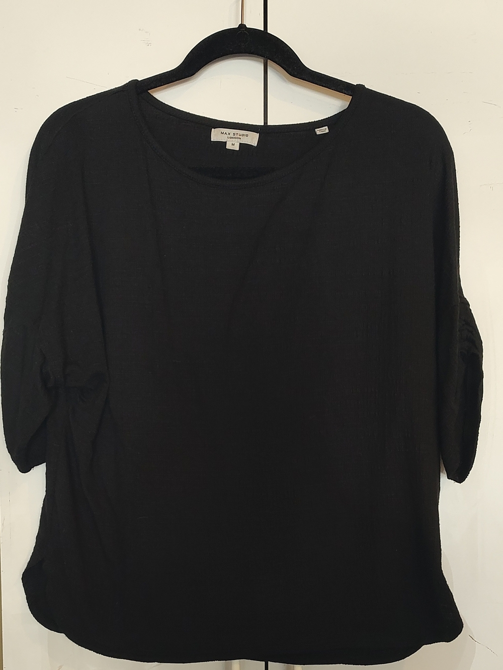 MAX STUDIO Black Relaxed Crewneck Top